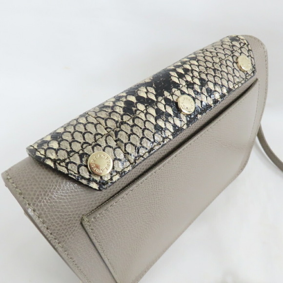 Furla Metropolis Python Pattern Leather Shoulder Bag Gray - Picture 8 of 9